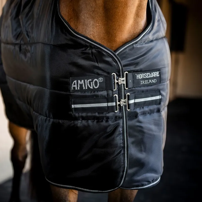 Amigo Ripstop Insulator 50g Standard Neck Stable Blanket - Black/Black/Silver-1