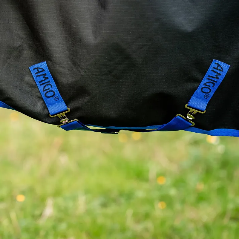 Amigo Ripstop 900D Standard Neck 50g Turnout Blanket - Black/Blue-4