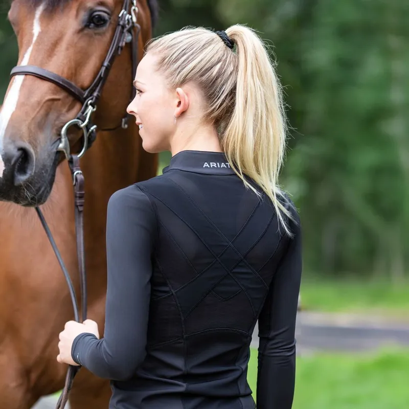 Ariat Ascent 1/4 Zip Ladies Base Layer - Black-2