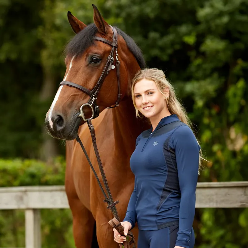 Ariat Ascent 1/4 Zip Women's Base Layer - Navy-3