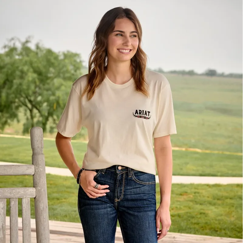 Ariat Bull Horns Women's Tee - Natural-1
