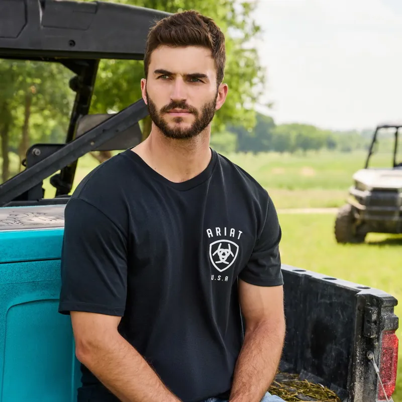Ariat Faded Bull Men's Tee - Black-6