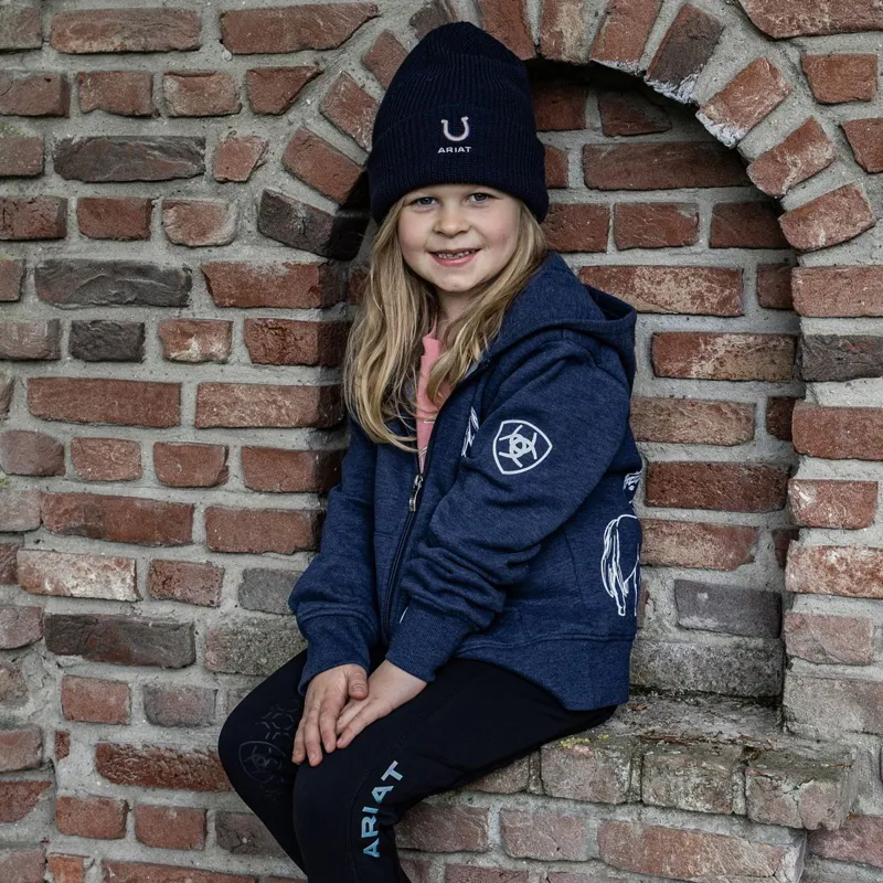 Ariat Spiffy Junior Girls Full Zip Sweatshirt - Navy Heather-2