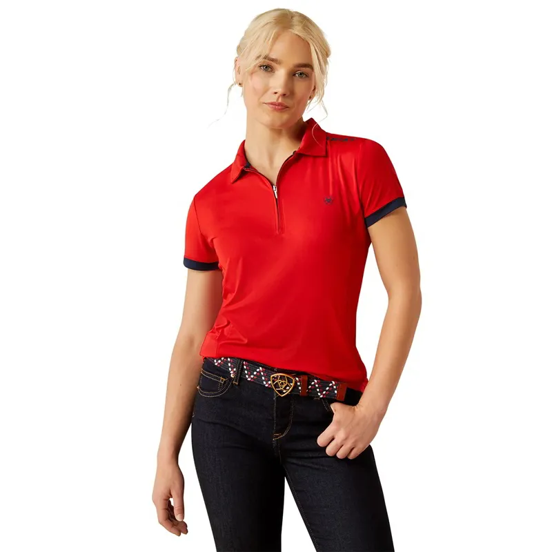 Ariat Bandera 1/4 Zip Women's Polo Shirt - Red