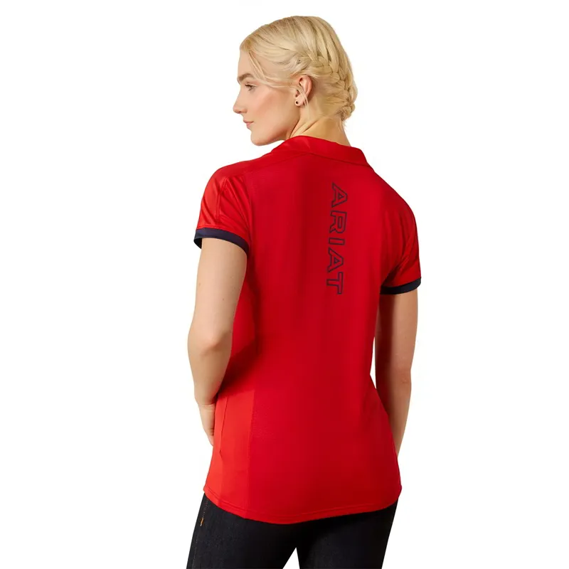 Ariat Bandera 1/4 Zip Women's Polo Shirt - Red-3