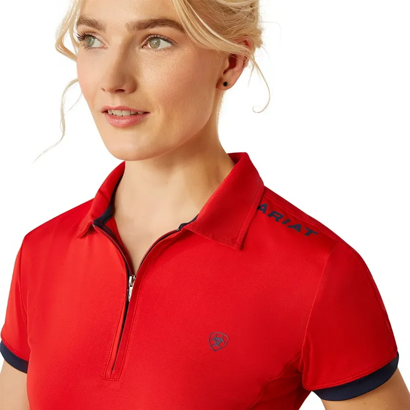 Ariat Bandera 1/4 Zip Women's Polo Shirt - Red-4