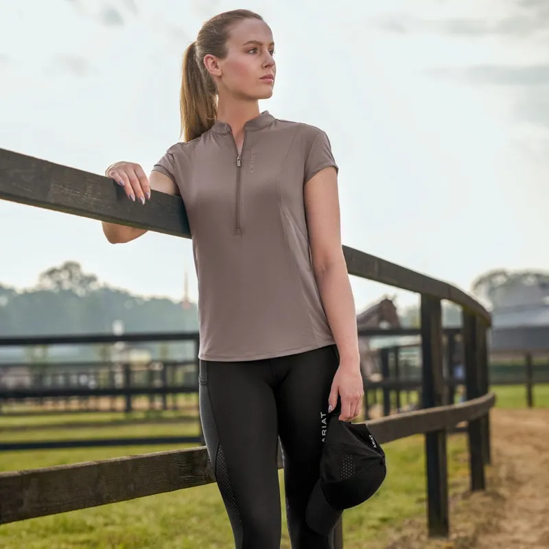 Ariat Breathe 1/2 Zip Womens Short Sleeve Base Layer - Plum Grey-4