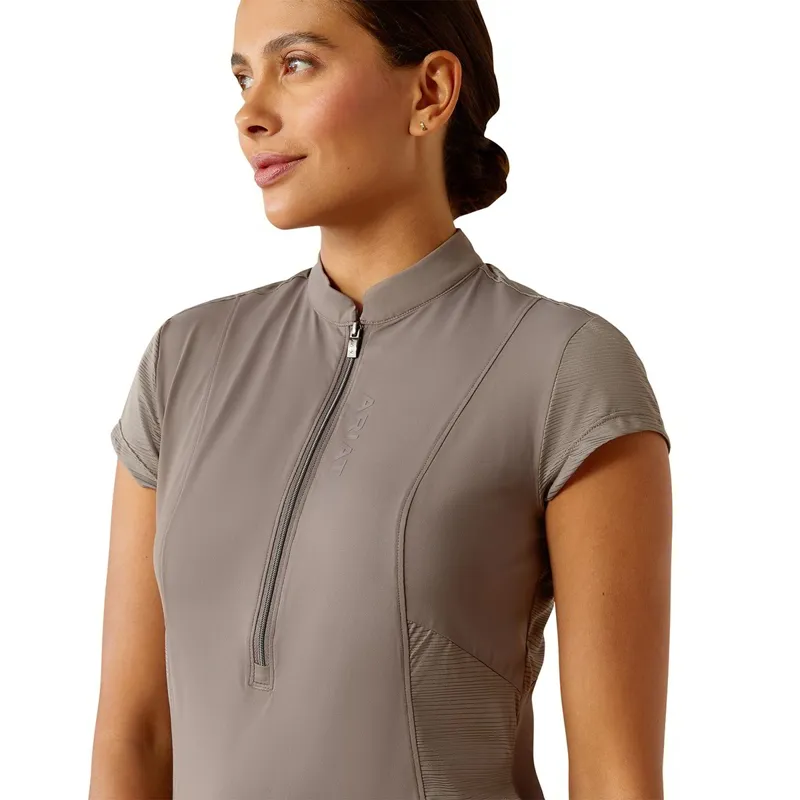 Ariat Breathe 1/2 Zip Womens Short Sleeve Base Layer - Plum Grey-3