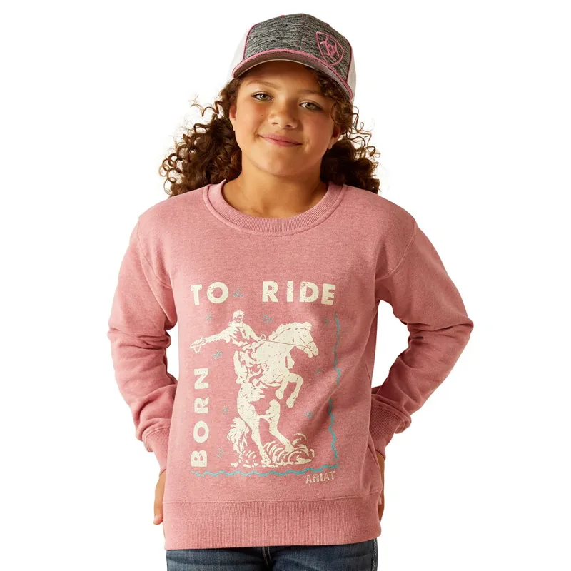 Ariat Western Rider Youth Girls Sweatshirt - Rose Wine Heather