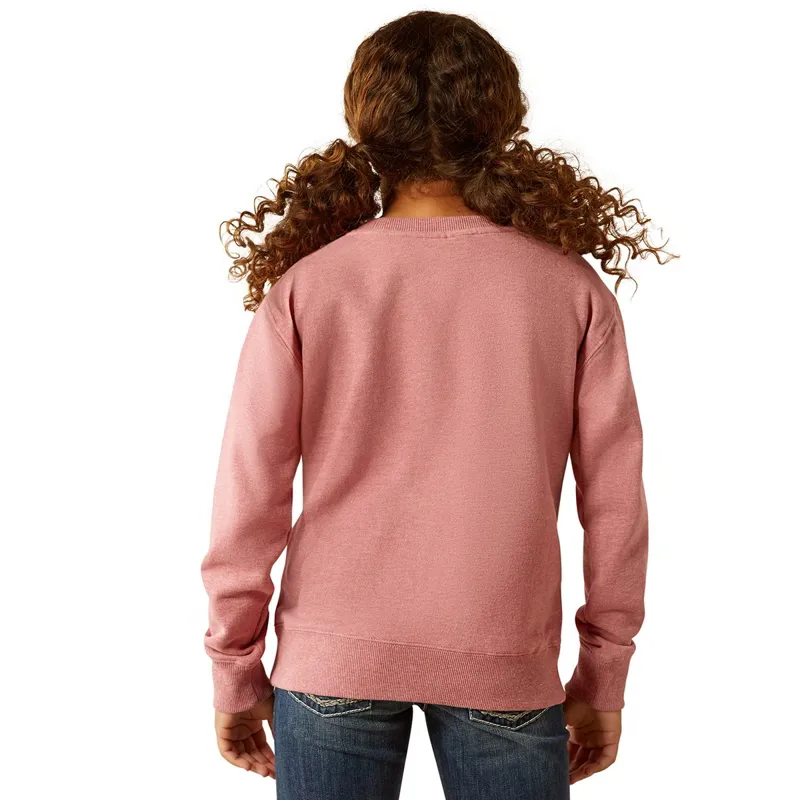 Ariat Western Rider Youth Girls Sweatshirt - Rose Wine Heather-1