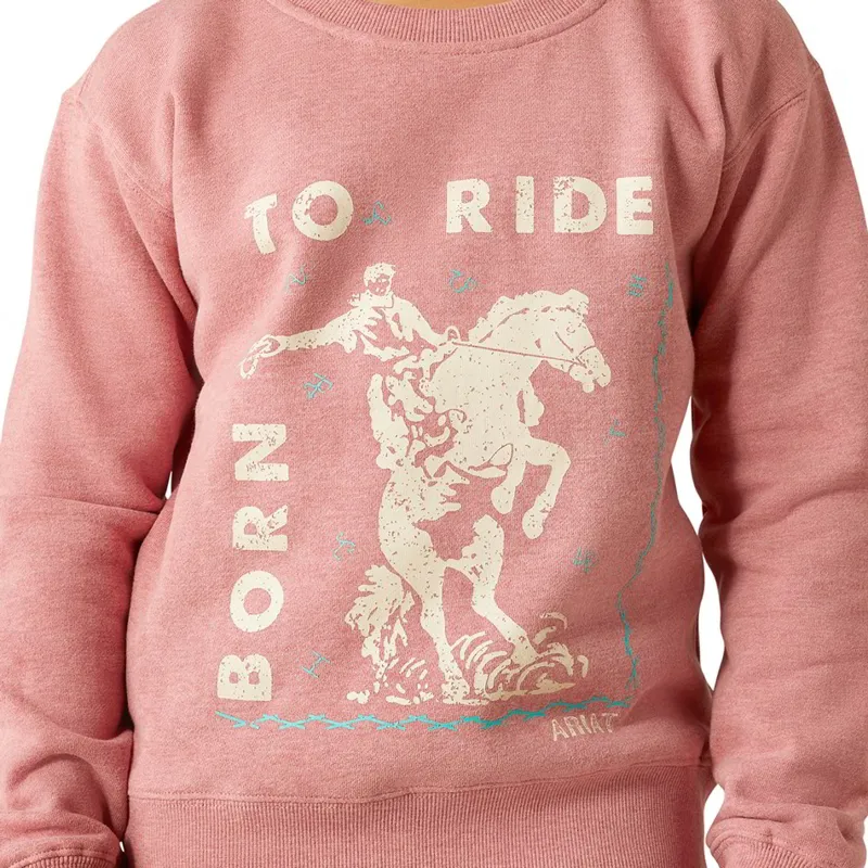 Ariat Western Rider Youth Girls Sweatshirt - Rose Wine Heather-2