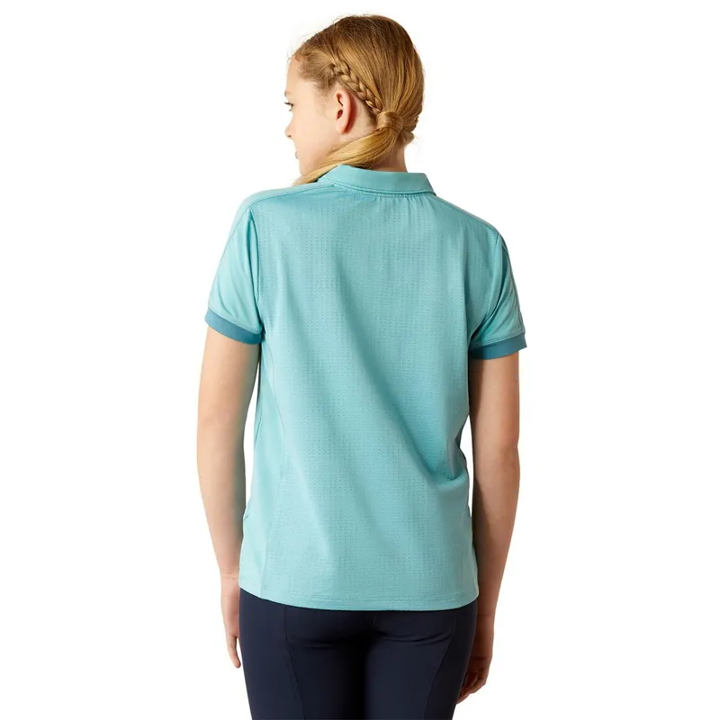 Ariat Bandera 1/4 Zip Youth Polo Shirt - Aqua-1