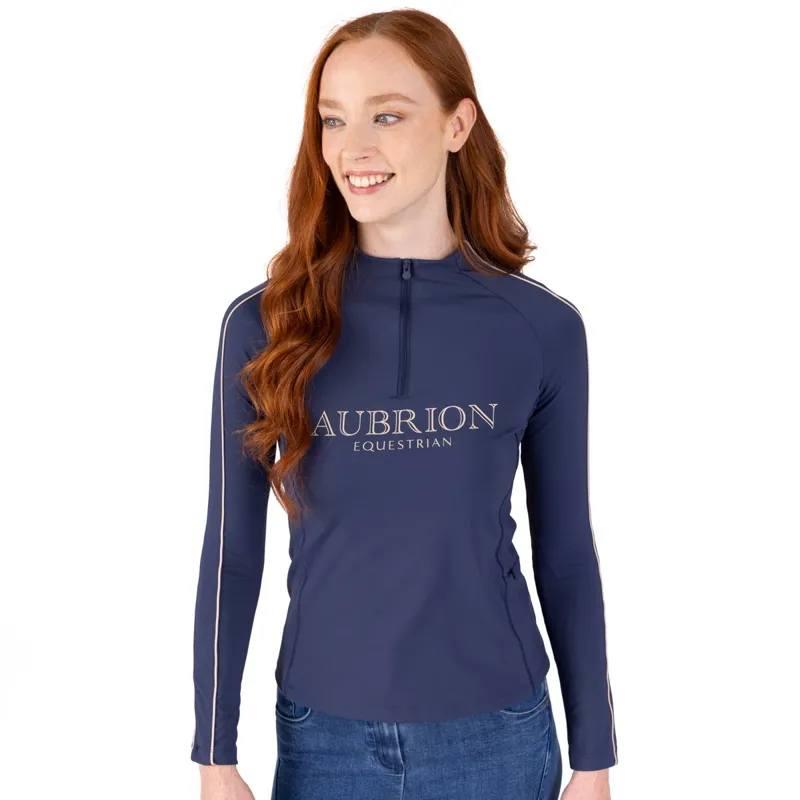 Aubrion Equestrian Women's Long Sleeve Base Layer - Midnight