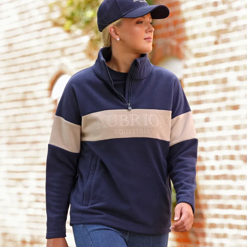 Aubrion Equestrian Women's Polo Fleece - Midnight/Taupe