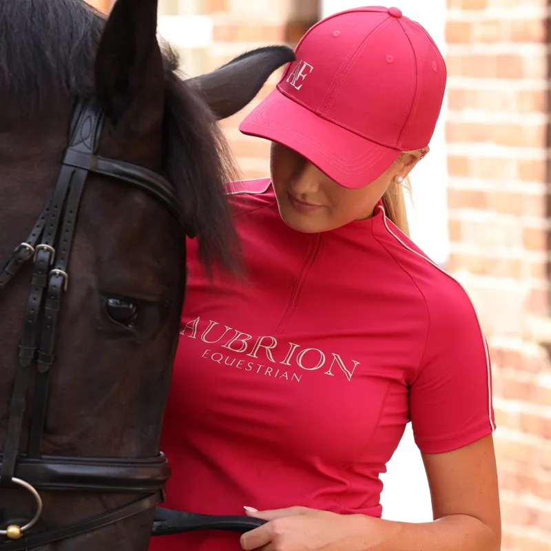 Aubrion Equestrian Women's Short Sleeve Base Layer - Dewberry-2
