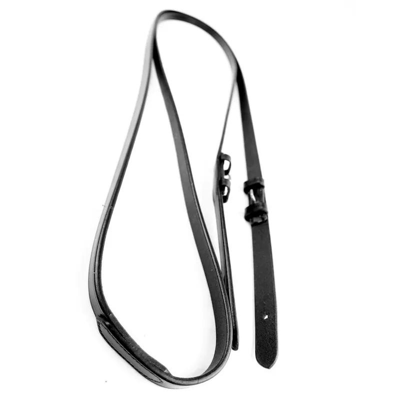 Dever Ascot Polo Weymouth-Style Plain Leather Reins - Black