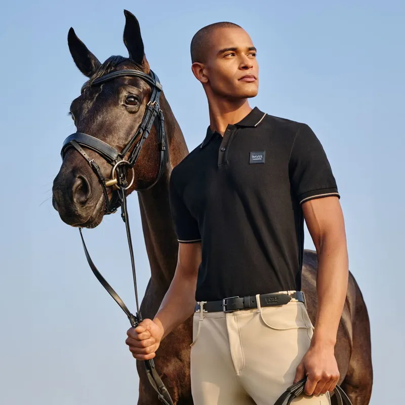 BOSS Equestrian Paul Men's Patch Polo Shirt - Black