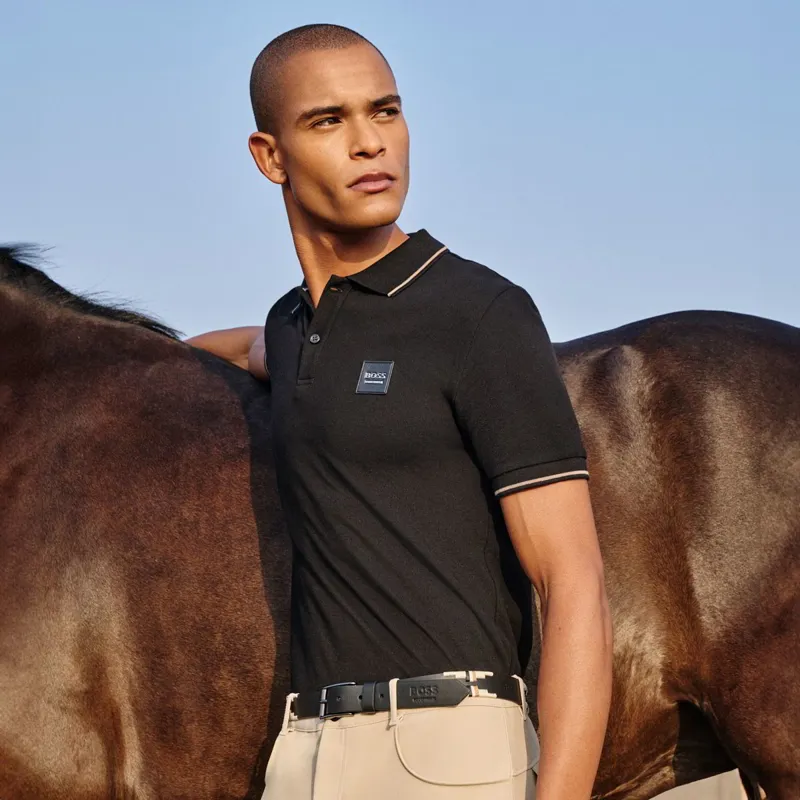 BOSS Equestrian Paul Men's Patch Polo Shirt - Black-6