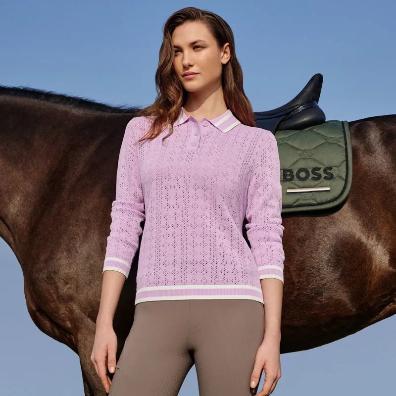 BOSS Equestrian Pam Women's Long Sleeve Polo Shirt - Orchid