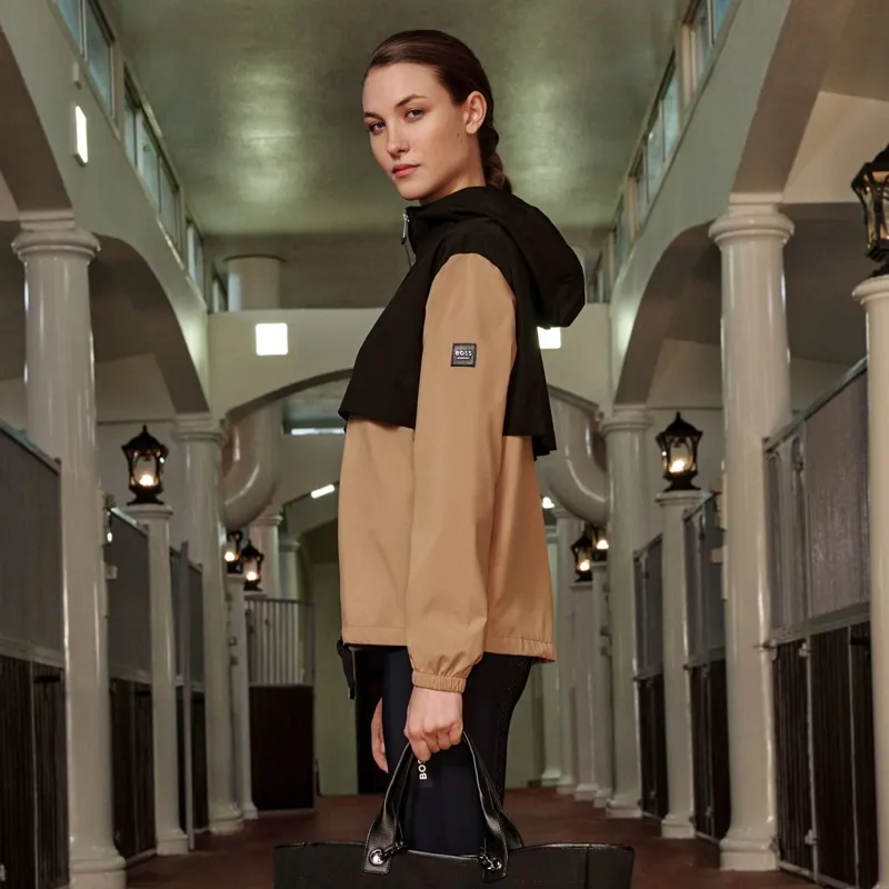 BOSS Equestrian Louise Women's Waterproof Rain Jacket - Black/Camel-6