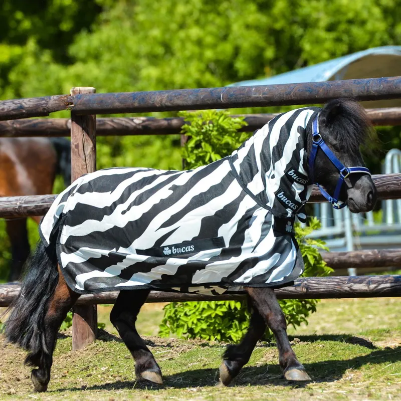 Bucas Buzz-Off Full Neck Fly Sheet - Zebra Print-1