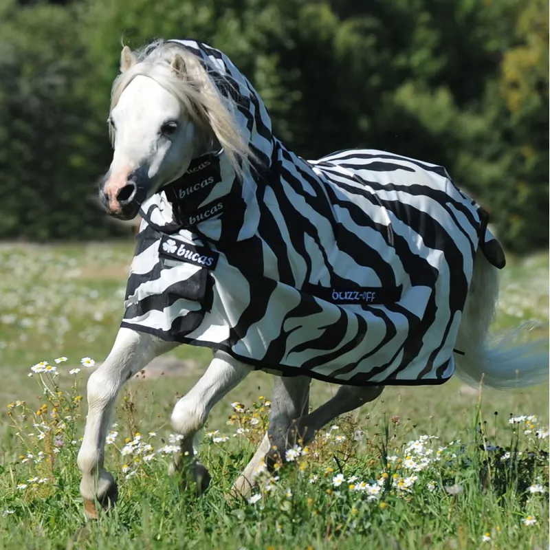Bucas Buzz-Off Full Neck Fly Sheet - Zebra Print-2
