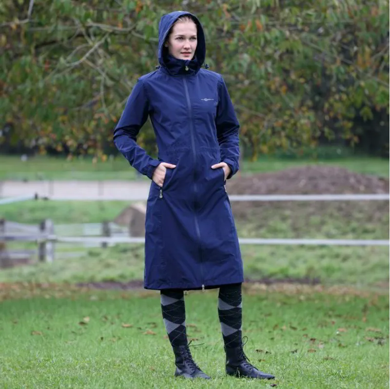 Covalliero Women's Long Waterproof Raincoat - Navy