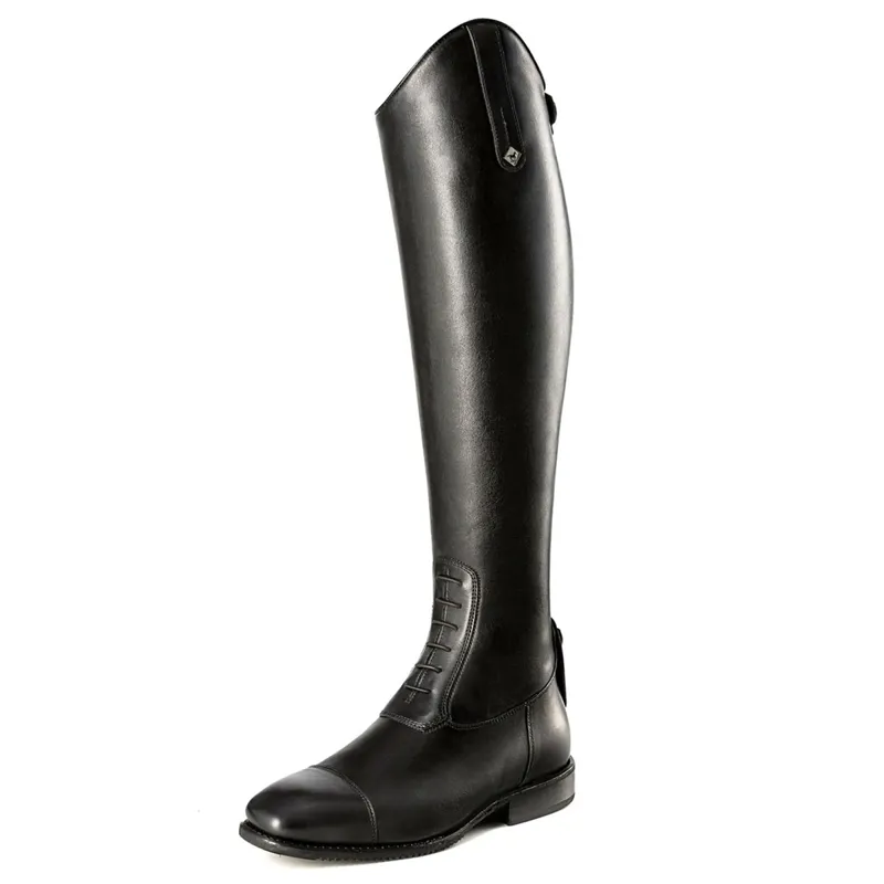 DeNiro S3602 Laced Tall Riding Boots with Elastic Panels - WRAT Black