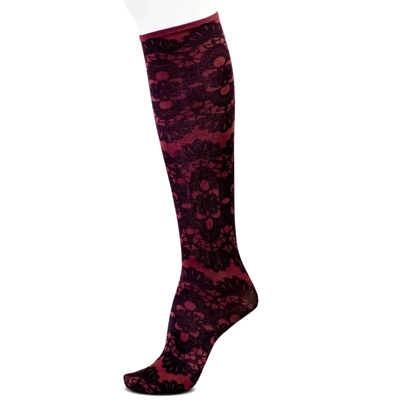 Dever Knee High Riding Socks - Daisy Cranberry