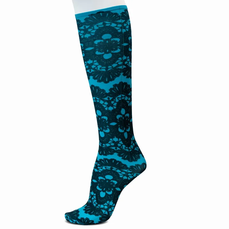 Dever Knee High Riding Socks - Daisy Turquoise