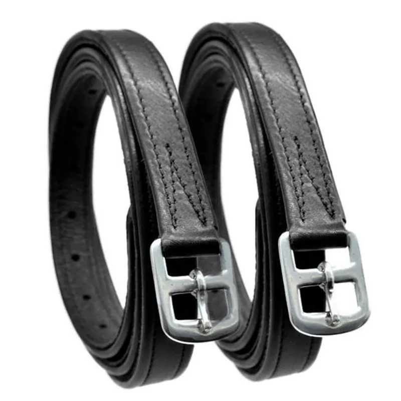 Dever Ascot Hide Covered Junior Stirrup Leathers - Black