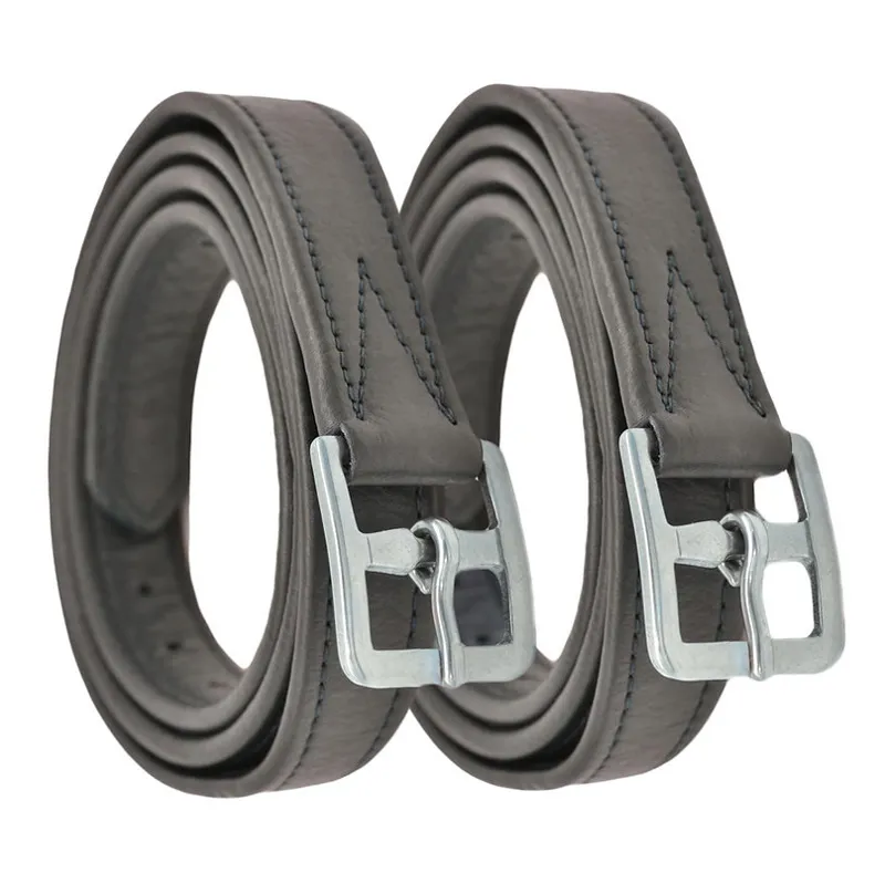 Dever Classic Curved Buckle Leather Covered Soft Stirrup Leathers - Brown