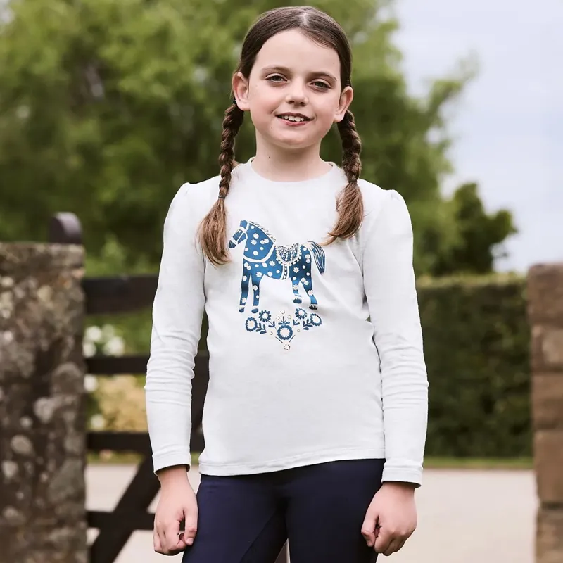 Dublin Poppy Puff Youth Long Sleeve Tee - White Marle