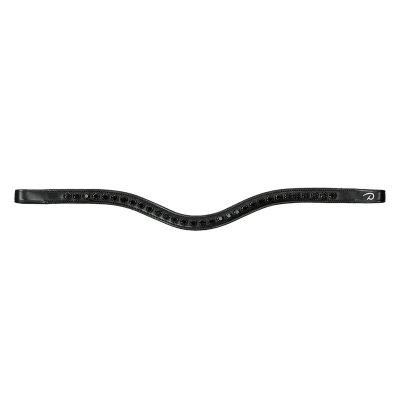 Dy'on New English Swarovski V-Shape Browband - Black/Black