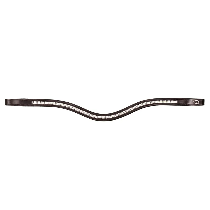 Dy'on New English Double Swarovski V-Shape Browband - Brown/White
