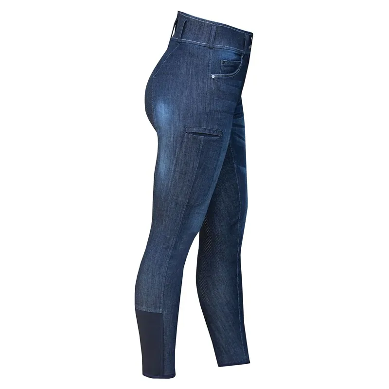 Equetech Ultimo Full Grip Womens Denim Breeches - Blue