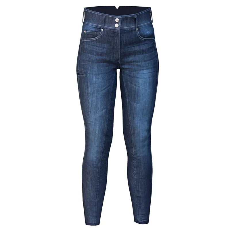 Equetech Ultimo Full Grip Womens Denim Breeches - Blue-1