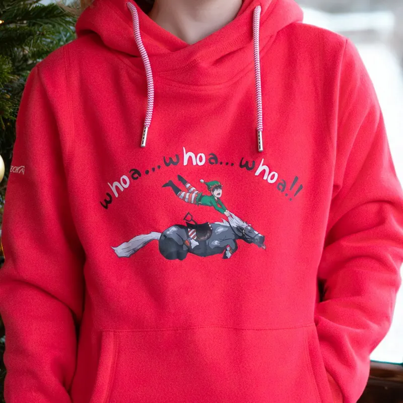 Equetech Whoa Horsey Junior Christmas Hoodie - Red-4