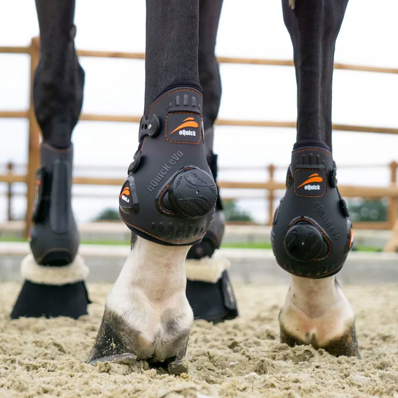 eQuick eVo500 Double Shell Hind Fetlock Boots with Weights - Black-1