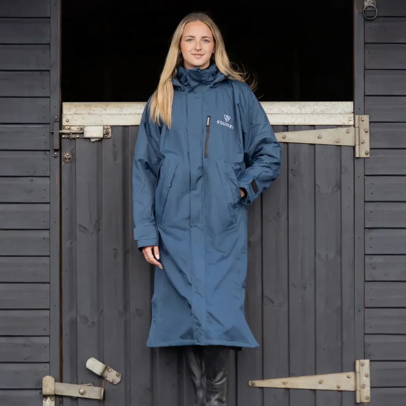 EQUIDRY Evolution Thin Fleece/Removable Hood Jacket - Steel Blue