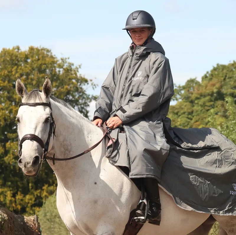 EQUIDRY Original Thick Fleece Lined Waterproof Jacket - Charcoal/Pink