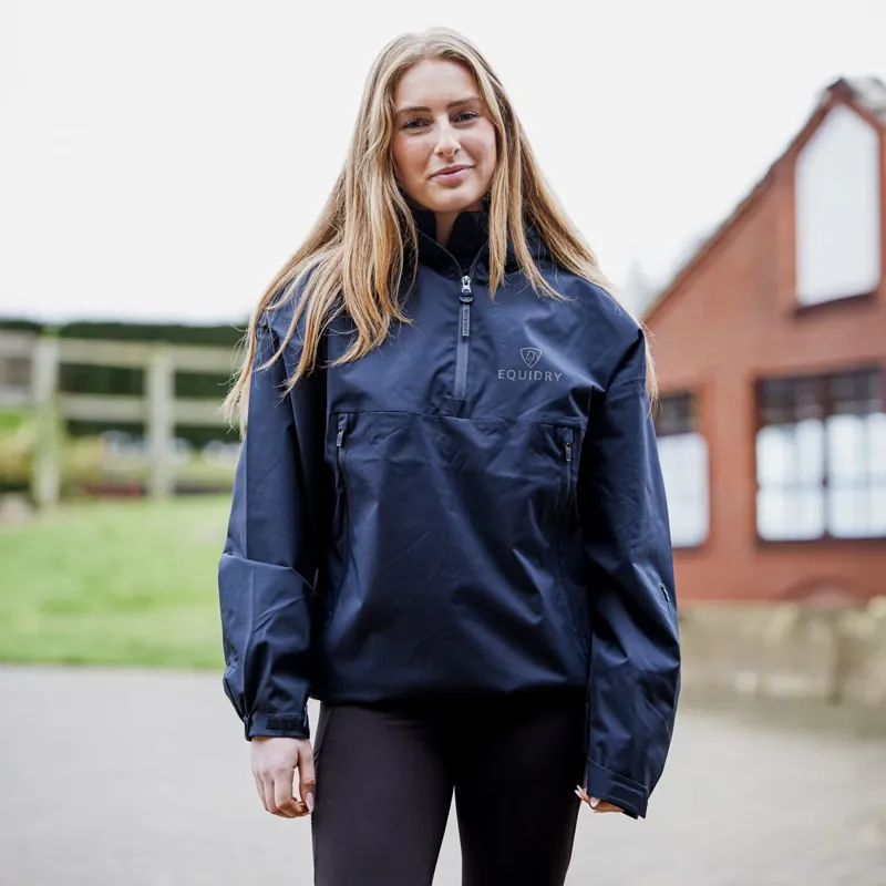 EQUIDRY Storm Smock Waterproof Quarter Zip Adult Jacket - Navy-6