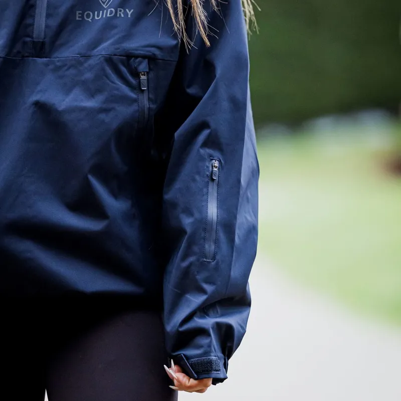 EQUIDRY Storm Smock Waterproof Quarter Zip Adult Jacket - Navy-8