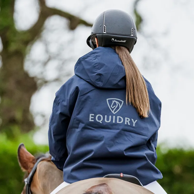 EQUIDRY Storm Smock Waterproof Quarter Zip Adult Jacket - Navy-5