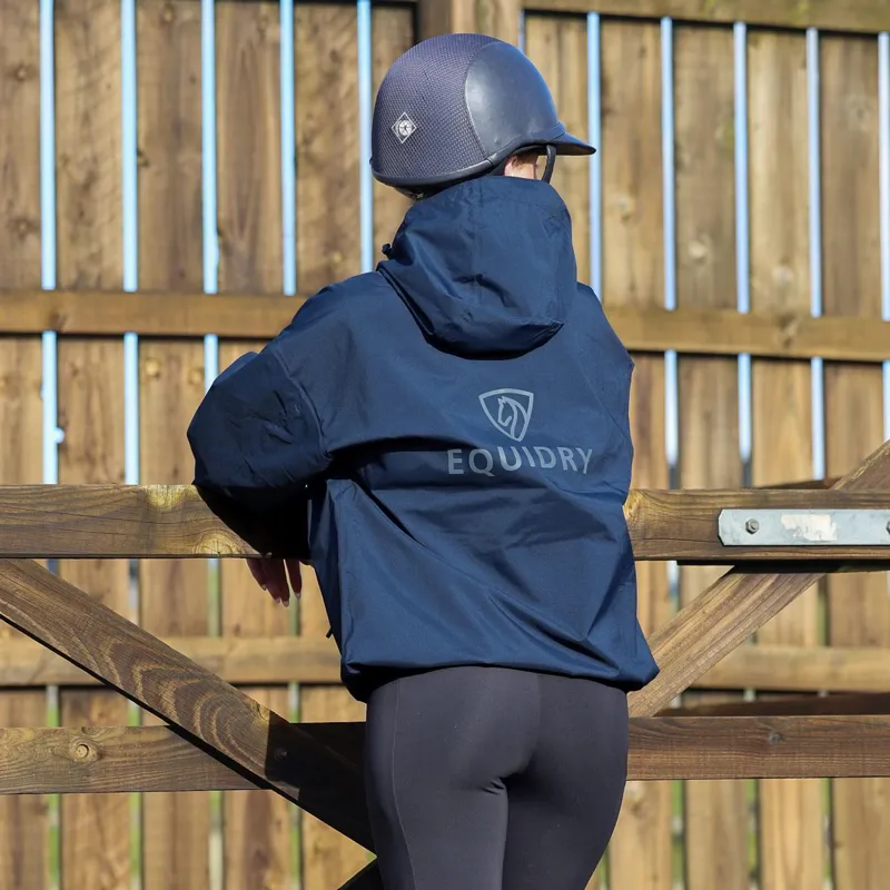 EQUIDRY Storm Smock Waterproof Quarter Zip Adult Jacket - Navy-11
