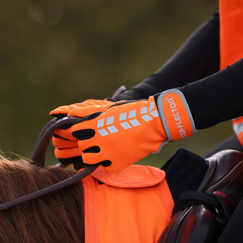 EQUI-FLECTOR Adult Riding Gloves - Orange-2