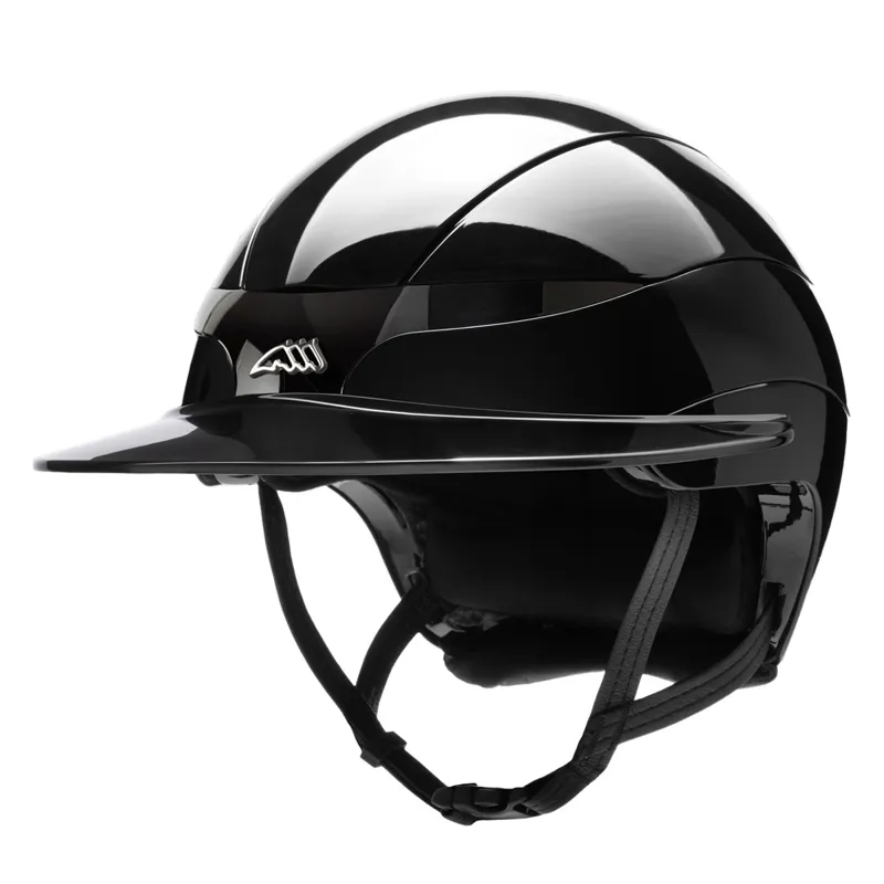 Equiline Xanto Logo Sun Visor Wide Peak Riding Helmet - Glossy Black