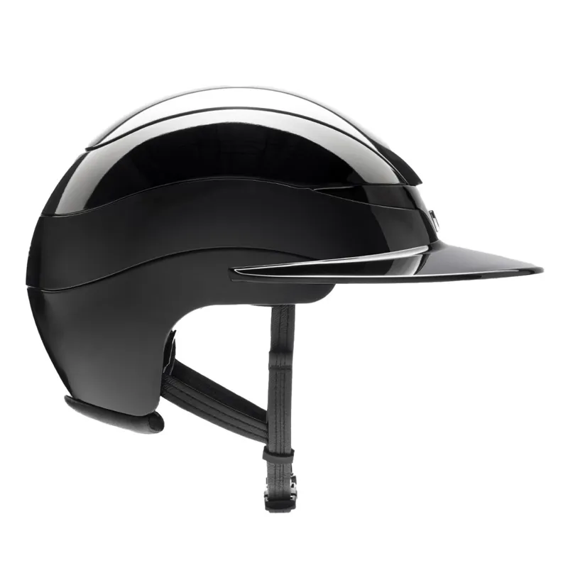 Equiline Xanto Logo Sun Visor Wide Peak Riding Helmet - Glossy Black-3