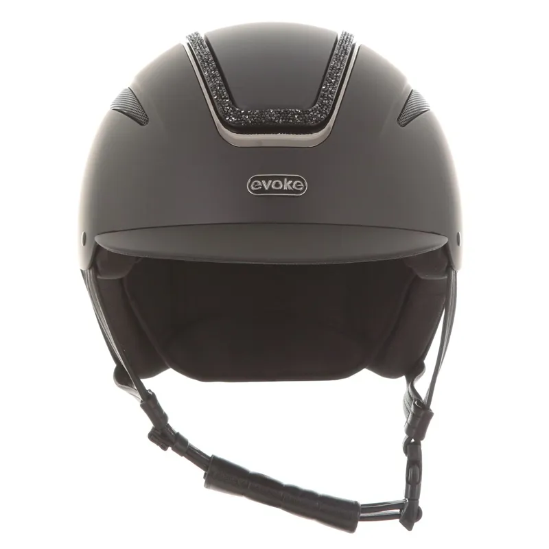 Evoke Callisto Classic Peak Crystal Frame Riding Helmet - Black/Black-1
