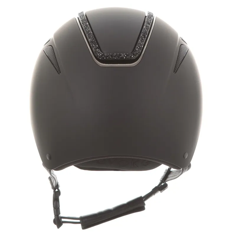 Evoke Callisto Classic Peak Crystal Frame Riding Helmet - Black/Black-2
